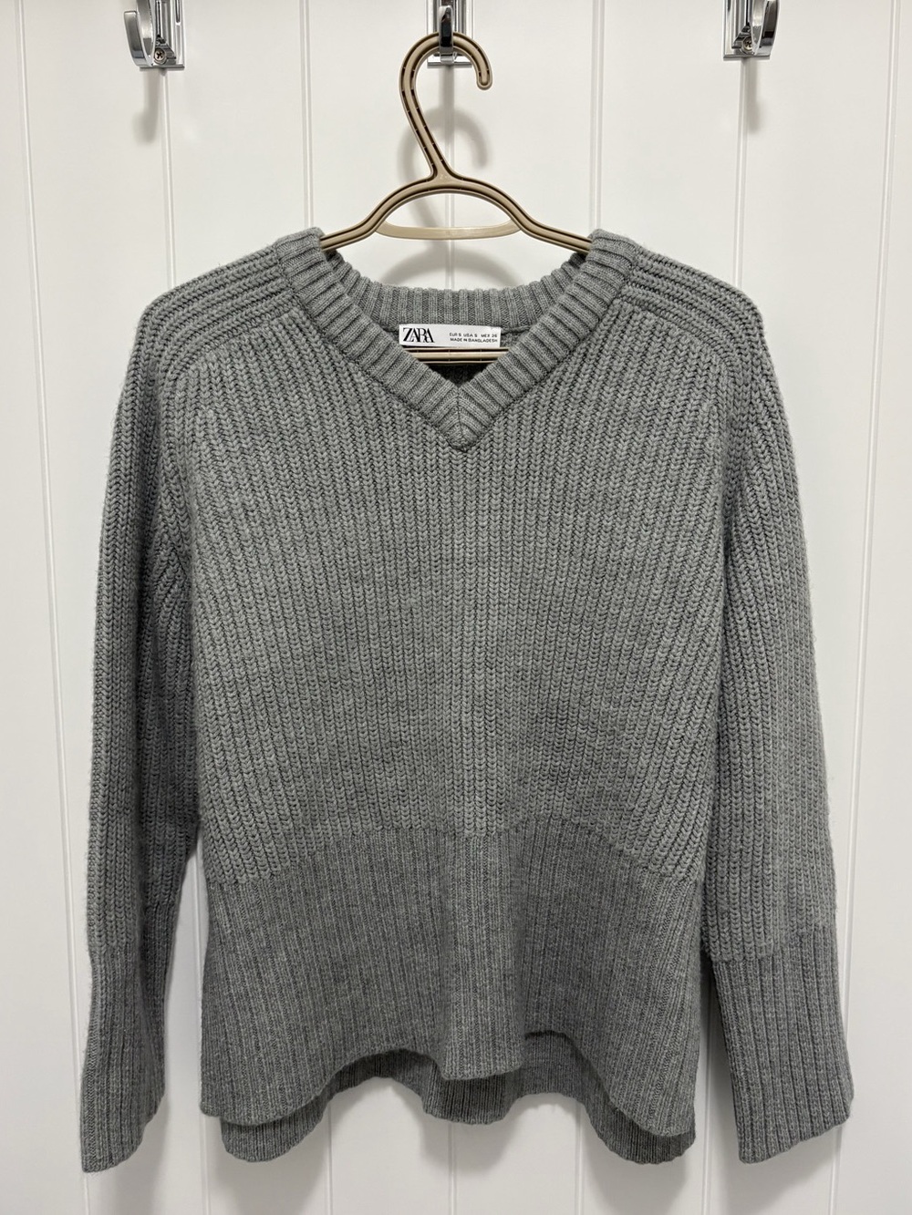 Zara Gray V-Neck Sweater